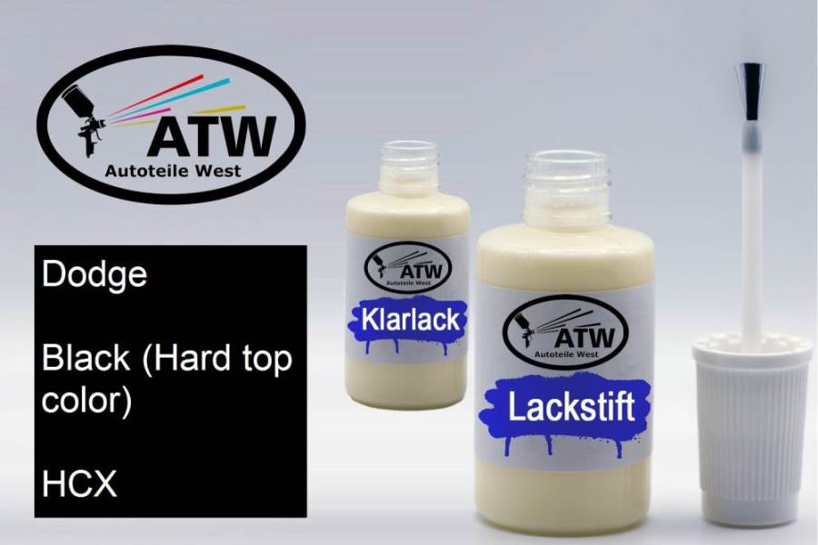Dodge, Black (Hard top color), HCX: 20ml Lackstift + 20ml Klarlack - Set, von ATW Autoteile West.